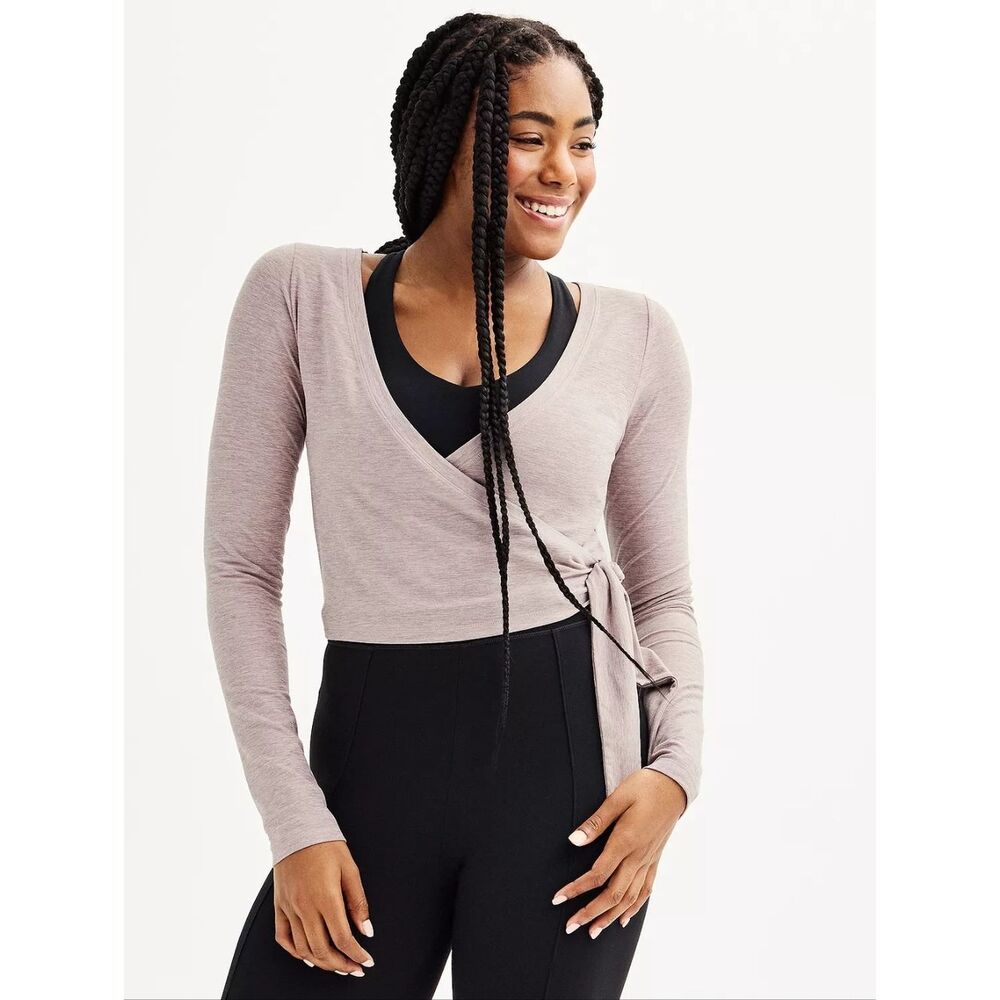 FLX Wander Ballet Wrap Long Sleeve Top in Lavender Size XS